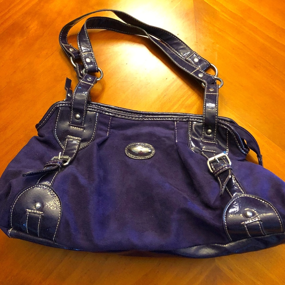 Alfred Dunner Purple Suede ZipUp Handbag